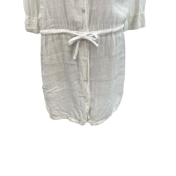 James Perse Linen Shirt Dress Button-Down Drawstring Waist White Size 1 Small - Picture 5 of 10